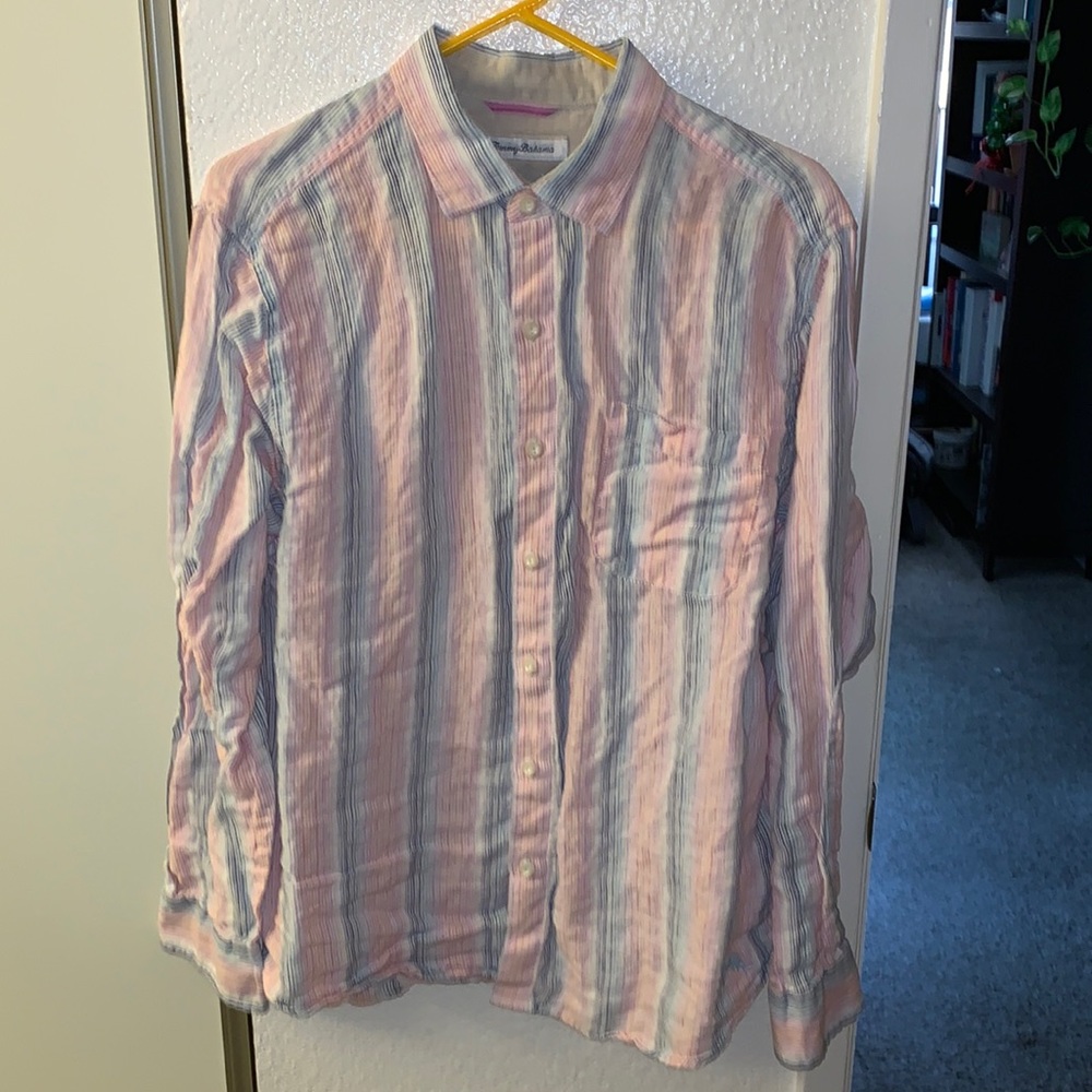 Tommy Bahama long sleeve shirt mens large - pink stripe